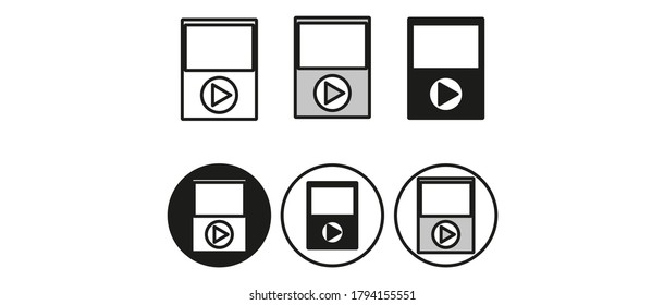 Icono de jugador Mp3 aislado en fondo blanco. Arte vectorial.