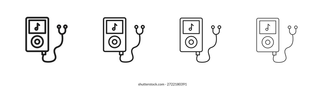 Icono de reproductor Mp3 esboza la tendencia de las versiones simples modernas