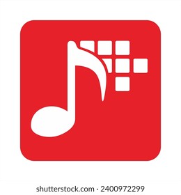 el icono del reproductor mp3 es rojo con un símbolo de nota musical