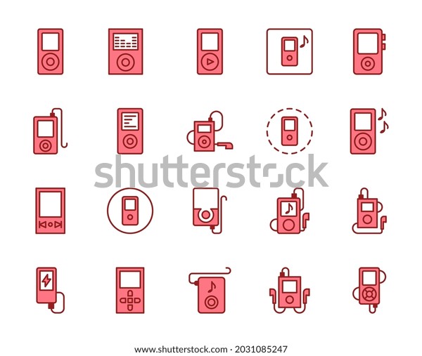 Mp3 Player Icon Set Collection High Stock Vector (Royalty Free ...