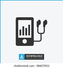 mp3 player icon. Simple filled mp3 player icon. On white background.