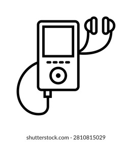 Mp3 player icon. Technology and audio player line symbol. Black and white.