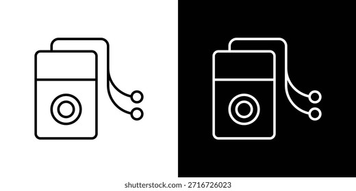 Mp3 Player icons black and white vector, line icon set.