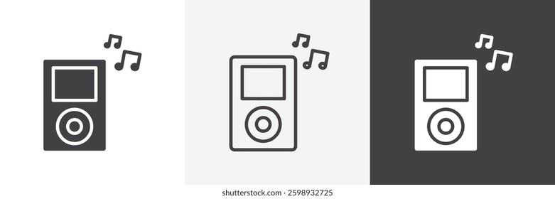 Mp3 player icons in Thin line black color. flat simple vector symbols illustration.