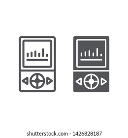 MP3 player line and glyph icon, musical and sound, music device sign, vector graphics, a linear pattern on a white background, eps 10.