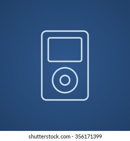 MP3 player line icon for web, mobile and infographics. Vector light blue icon isolated on blue background.