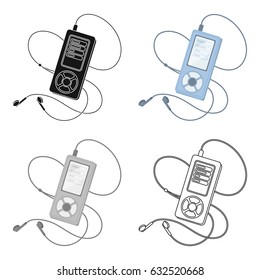 MP3 player for listening to music during a workout.Gym And Workout single icon in cartoon style vector symbol stock illustration.