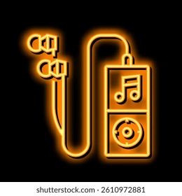 mp3 player neon light sign vector. mp3 player illustration