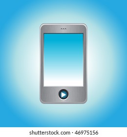 MP3 player on blue background, vector illustration