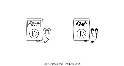 mp3 player set icon with white background vector stock illustration