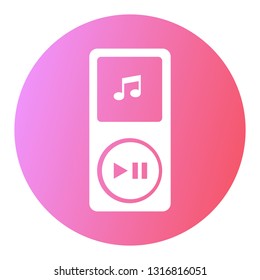 Mp3 player silhouette vector icon on color gradient background 