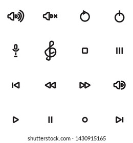 mp3 player simple icon set