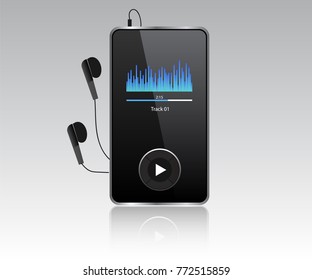 Mp3 player vector realistic with headphones.