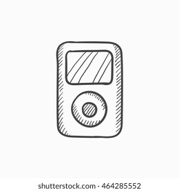MP3 player vector sketch icon isolated on background. Hand drawn MP3 player icon. MP3 player sketch icon for infographic, website or app.