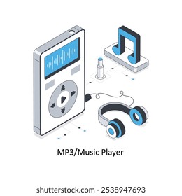 Ilustración de stock isométrica de Locación de cabina de reproductor de MP3Music. EPS Archivo ilustración de stock