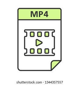 MP4 file color icon. Digital multimedia file format. Video and audio document. Isolated vector illustration