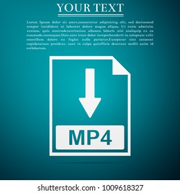MP4 file document icon. Download MP4 button icon isolated on blue background. Flat design. Vector Illustration