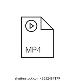 ícone de extensão de arquivo mp4 estrutura de tópicos traçado editável eps 