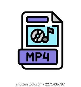 mp4 file format document color icon vector. mp4 file format document sign. isolated symbol illustration