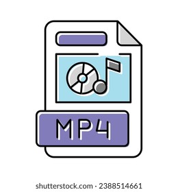 mp4 file format document color icon vector. mp4 file format document sign. isolated symbol illustration
