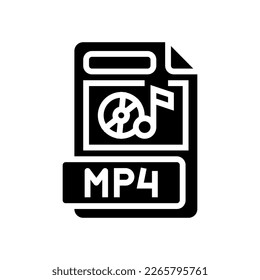 mp4 file format document glyph icon vector. mp4 file format document sign. isolated symbol illustration