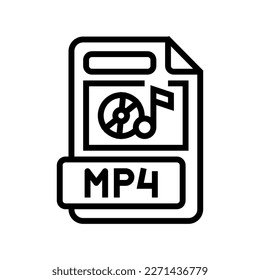 mp4 file format document line icon vector. mp4 file format document sign. isolated contour symbol black illustration