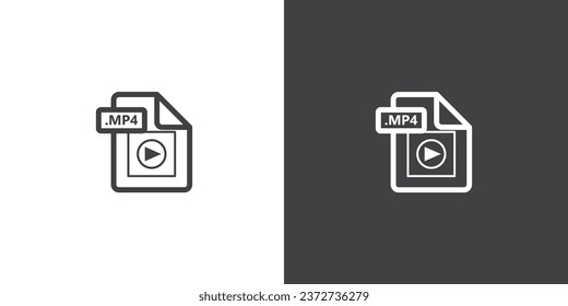 MP4 file format icon. Format information, Document icon, MP4 file document type simple black style symbol sign for apps and website, vector illustration