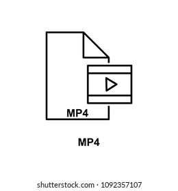 mp4 file icon. Element of simple web icon with name for mobile concept and web apps. Thin line mp4 file icon can be used for web and mobile on white background