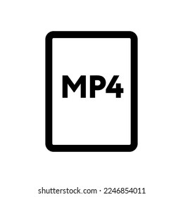 MP4 file icon line isolated on white background. Black flat thin icon on modern outline style. Linear symbol and editable stroke. Simple and pixel perfect stroke vector illustration.