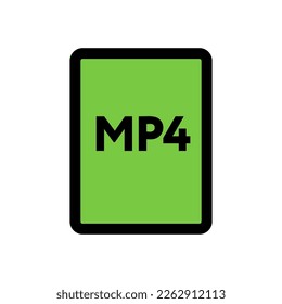 Línea de icono de archivo MP4 aislada en fondo blanco. Icono delgado plano negro sobre el estilo de contorno moderno. Símbolo lineal y trazo editable. Ilustración vectorial de trazo simple y de píxel perfecto.