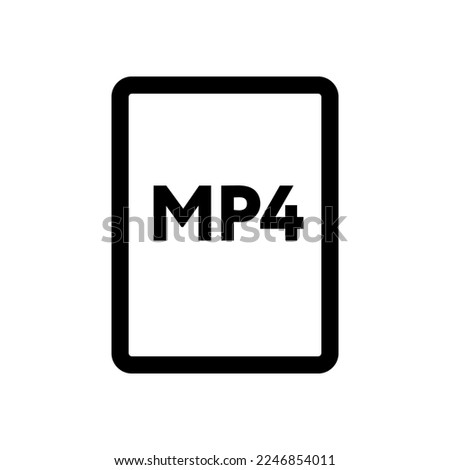 MP4 file icon line isolated on white background. Black flat thin icon on modern outline style. Linear symbol and editable stroke. Simple and pixel perfect stroke vector illustration.