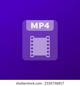 mp4 file icon, video format, transparent design