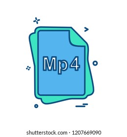 MP4 file type icon design vector
