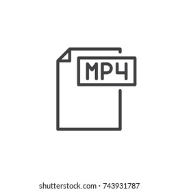 Mp4 format document line icon, outline vector sign, linear style pictogram isolated on white. File formats symbol, logo illustration. Editable stroke