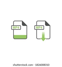 Ilustración de la descarga de iconos MP4, conjunto de iconos multimedia gráficos MP4, descarga multimedia mp4