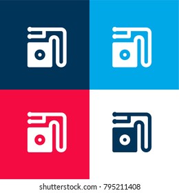 Mp4 four color material and minimal icon logo set in red and blue