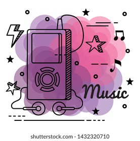 mp4 with headphones and quaver with beam notes