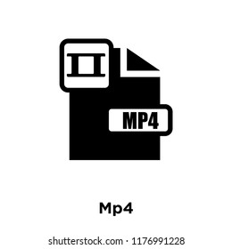 Mp4 icon vector isolated on white background, logo concept of Mp4 sign on transparent background, filled black symbol