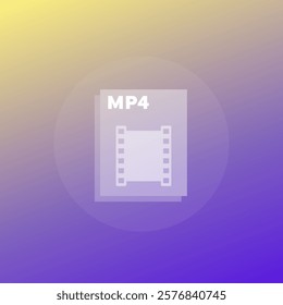 mp4 icon, video file format, transparent design