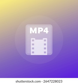 mp4 icon, video file format, transparent design