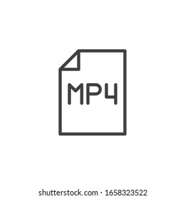 Mp4 media file line icon. linear style sign for mobile concept and web design. mp4 file folder outline vector icon. Symbol, logo illustration. Vector graphics