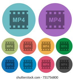 mp4 movie format darker flat icons on color round background