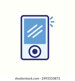 icono del reproductor mp4, gadget de tema de icono azul aislado