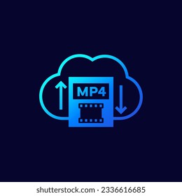 envío de mp4 al icono del vector de nube para web y aplicaciones