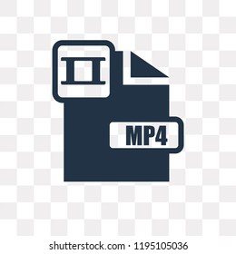 Mp4 vector icon isolated on transparent background, Mp4 transparency concept can be used web and mobile