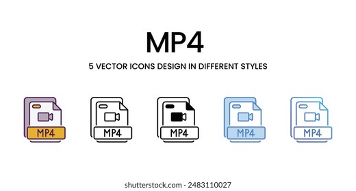 Mp4 vector icons set stock illustration