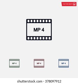 MP4 video file extension icon vector.