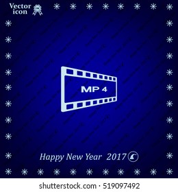 MP4 video file extension icon vector.