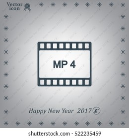 MP4 video file extension icon vector.
