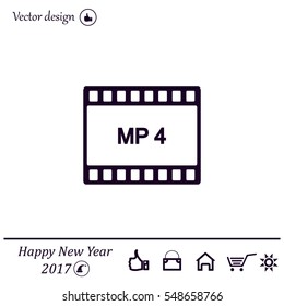 MP4 video file extension icon vector.